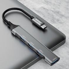 Noah Adapter HUB razdelilnik iz vtičnice USB-C na 4x USB črno siv