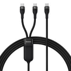 BASEUS Flash Series 2v1 USB-C 2xUSB-C 100W kabel za hitro polnjenje 1,5 m črn