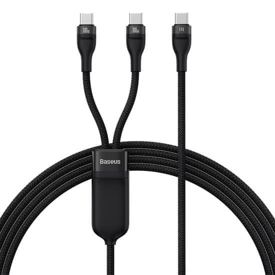 BASEUS Flash Series 2v1 USB-C 2xUSB-C 100W kabel za hitro polnjenje 1,5 m črn