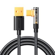 PRO Nagnjen kabel USB-C - USB za hitro polnjenje in prenos podatkov 3A 1,2 m črn