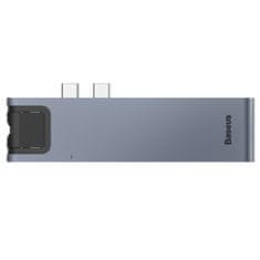 slomart baseus večnamensko vozlišče 7v1 usb c thunderbolt docking station (macbook pro 2016 / 2017 / 2018) siva