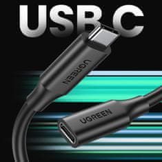 slomart ugreen kabelski podaljšek adapter usb c (moški) - usb c (ženski) 100w 10gbps 1m črn