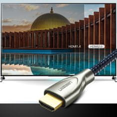 Noah Vzdržljiv kabel HDMI 2.0 4K 60Hz s pletenico, dolg 1 m, sive barve