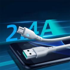 PRO Kabel z LED indikatorjem USB - micro USB 2,4A 2m bel