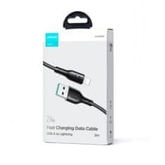 Joyroom Kabel za iPhone z indikatorjem LED USB - Lightning 2,4A 2 m črn