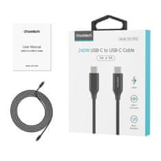 Choetech Polnilni in podatkovni kabel USB-C 2 m - črn
