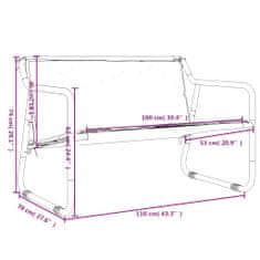Vidaxl Vrtna klop z dvema sediščema z blazino antracit jeklo