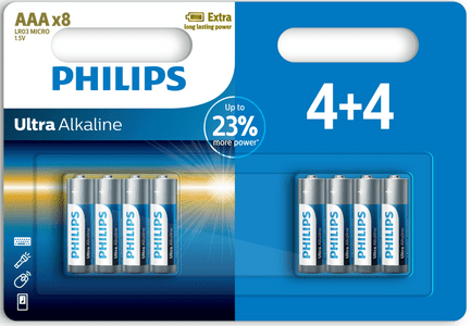baterije Ultra Alkaline, AAA, blister, 4+4 kosi