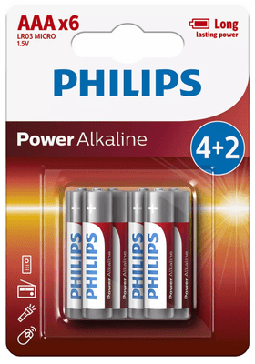 baterije Power Alkaline, AAA, blister, 4+2 kos