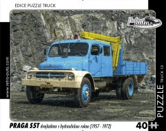 RETRO-AUTA Puzzle TRUCK št. 12 Praga S5T z dvojno kabino in hidravlično roko (1957-1972) 40 kosov