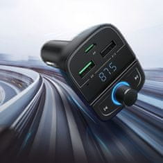 Ugreen FM oddajnik MP3 Bluetooth 5.0 polnilec za avto 3x USB TF microSD črn