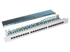 XtendLan Patch panel 19", 24 priključkov CAT6 z zaščito - siva