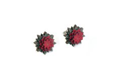 BeWooden ženske leseni uhani Red Flower Earrings rdeča univerzalna