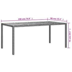 Vidaxl Vrtna miza 190x90x75 cm poli ratan in akacijev les črna