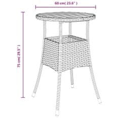 Vidaxl Vrtna miza Ø60x75 cm akacijev les in poli ratan siva