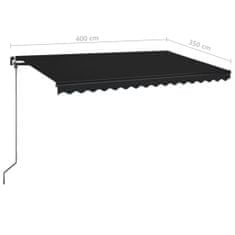 Vidaxl Ročno zložljiva tenda z LED lučmi 400x350 cm antracitna