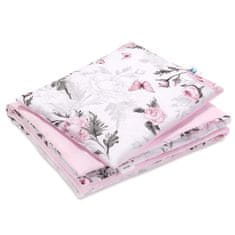 Inny Komplet bombažne odeje 55x75 in ploskega vzglavnika 25x35 Pink Flowers - KP-Z2-PF-B