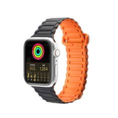 slomart dux ducis trak (različica armor) trak apple watch se, 8, 7, 6, 5, 4, 3, 2, 1 (41, 40, 38 mm) silikonski magnetni trak zapestnica črno-oranžna