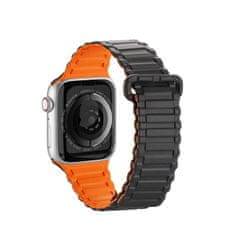 slomart dux ducis trak (različica armor) trak apple watch se, 8, 7, 6, 5, 4, 3, 2, 1 (41, 40, 38 mm) silikonski magnetni trak zapestnica črno-oranžna