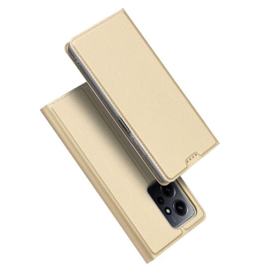 slomart dux ducis skin pro case for xiaomi redmi note 12 flip cover card wallet stand gold