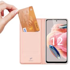 slomart dux ducis skin pro case for xiaomi redmi note 12 flip cover card wallet stand pink