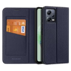 slomart dux ducis skin x2 etui za xiaomi redmi note 12 5g / poco x5 5g flip cover wallet stand blue