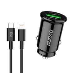 slomart dudao hitri avtomobilski polnilec z USB qc3.0 + pd vhodi tipa c črn + kabel usb-c - lightning 18w črn (r3pro)