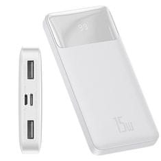 slomart baseus bipow powerbank 10000mah 2x usb / usb tip c / micro usb 15w bela (ppdml-i02)