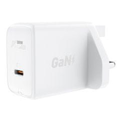 NEW GaN USB-C 30W Q3 3.0 AFC FCP UK vtič Beli omrežni polnilnik