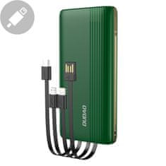 slomart dudao k4pro powerbank z vgrajenimi kabli 10000mah z vodenim zaslonom zelena