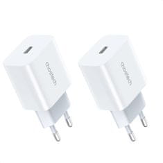 slomart choetech komplet 2 x omrežni polnilec eu za hitro polnjenje usb tipa c power delivery 20W 3a bela (pd5005-eu)