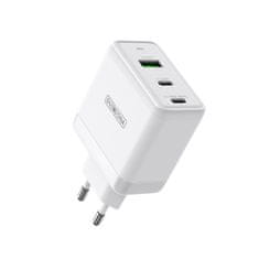 slomart duzzona 3-portni omrežni polnilnik 2 x usb tipa c + usb 65w pd qc3.0 bela (t1)