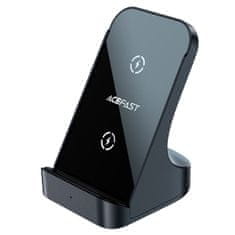 AceFast Qi brezžični induktivni polnilec 15W + stojalo za telefon sive barve