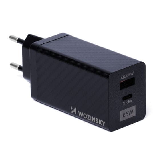 PRO Polnilec GaN 65W z vrati USB-C QC 3.0 PD črne barve