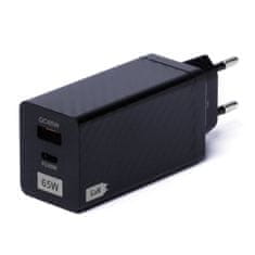 WOZINSKY Polnilec GaN 65W z vrati USB-C QC 3.0 PD črne barve