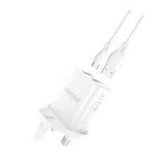 slomart dudao omrežni polnilec uk vtič (Velika Britanija) 2xusb-a 2,4a bela + usb-a - usb-c kabel bela