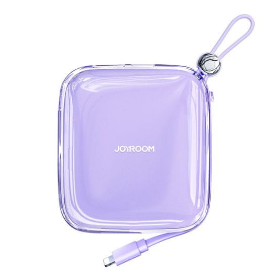 slomart joyroom powerbank 10000mah jelly series 22,5W z vgrajenim kablom lightning vijolične barve (jr-l003)