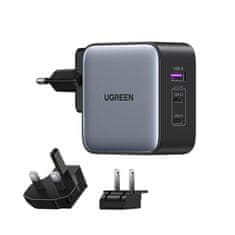 slomart ugreen hitri polnilec gan usb / 2xusb c 65w adapter vtič eu / uk / us črn (cd296)