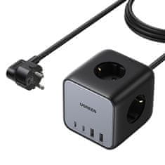 slomart ugreen cube napajalnik 65w usb / usb c + 3x ac vtičnica črna (cd268)