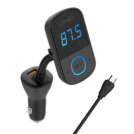 LDNIO LDNIO Bluetooth C705Q 2USB, USB-C FM oddajnik + kabel MicroUSB