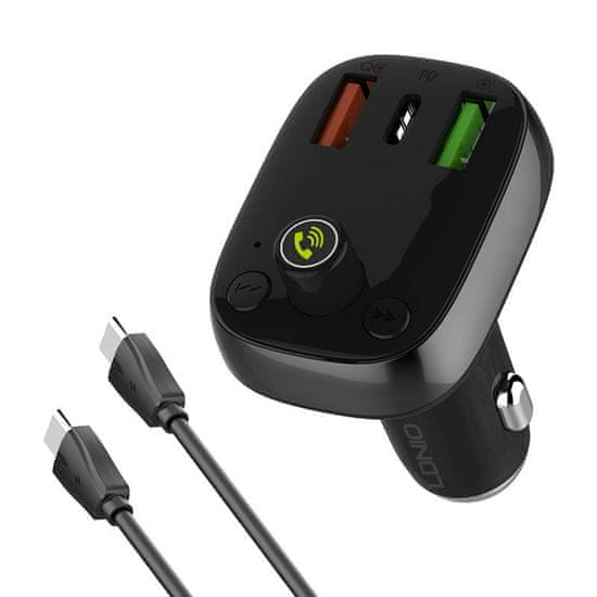 LDNIO oddajnik fm ldnio bluetooth c704q 2usb, usb-c + kabel usb-c - usb-c