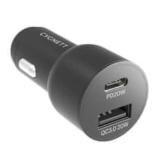 Cygnett avtomobilski polnilec cygnett usb, usb-c 20w (črn)