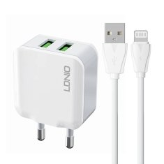 slomart omrežni polnilec ldnio a2201 2usb + kabel lightning