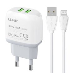 slomart omrežni polnilec ldnio a2219 2usb + kabel lightning