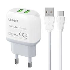 LDNIO A2219 2USB omrežni polnilnik + kabel USB-C