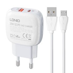 slomart omrežni polnilec ldnio a2313c usb, usb-c 20w + kabel microusb