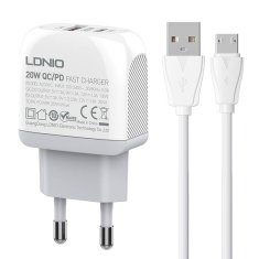 slomart omrežni polnilec ldnio a2316c usb, usb-c + kabel microusb