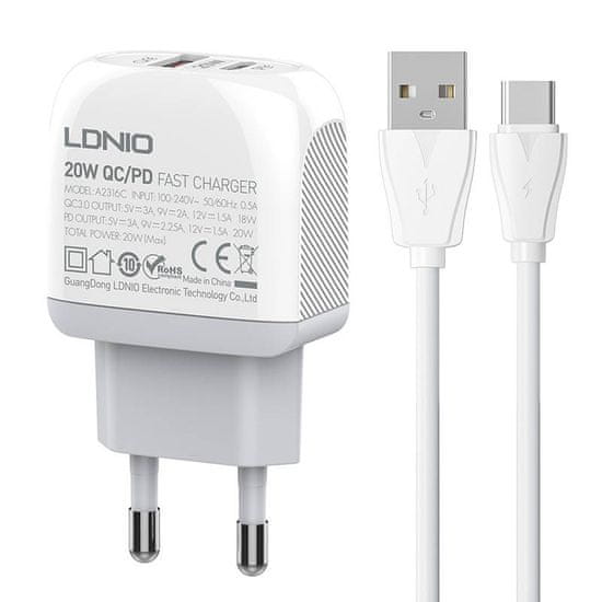 slomart omrežni polnilec ldnio a2316c usb, usb-c + usb-c kabel