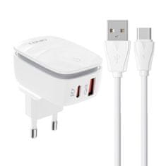 LDNIO A2425C USB omrežni polnilnik, USB-C + kabel USB-C