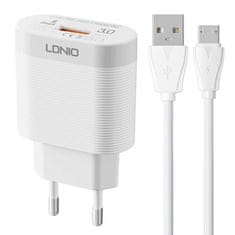 LDNIO A303Q USB 18W omrežni polnilnik + kabel MicroUSB